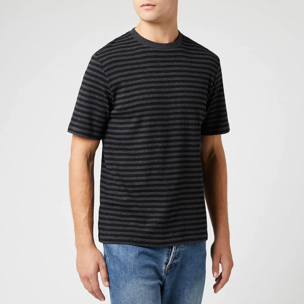 Folk Men's Classic Stripe T-Shirt - Charcoal Melange Black Image 1