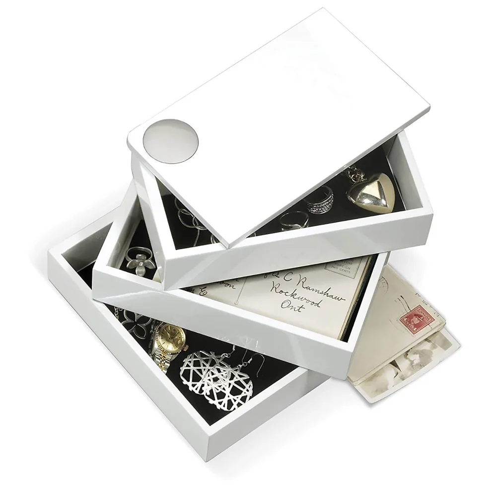 Umbra Spindle Storage Box - White Natural Image 1