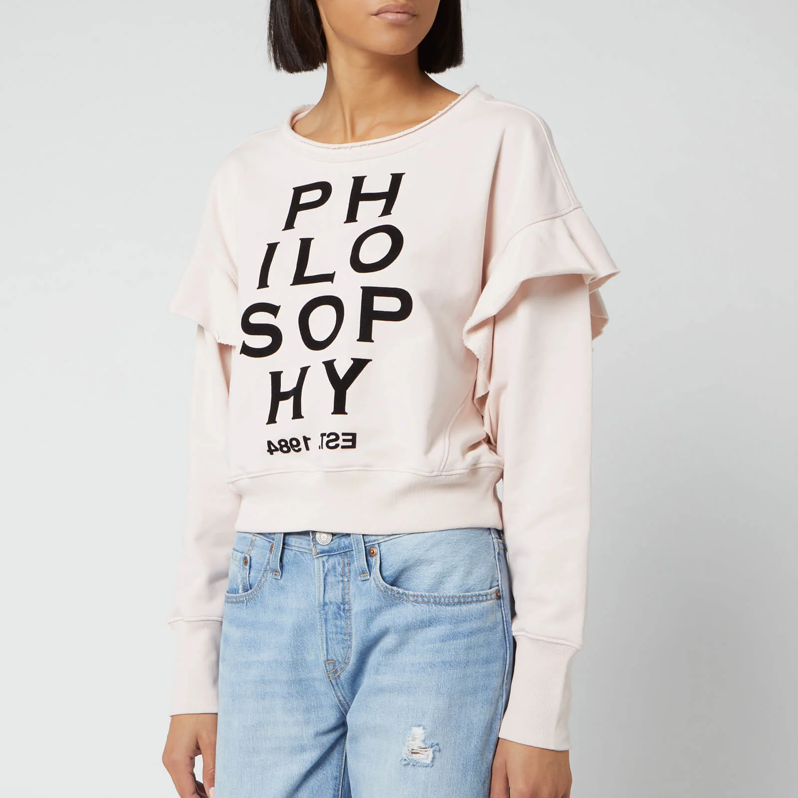 Philosophy di Lorenzo Serafini Women's Logo Frill Sleeve Sweatshirt - Pink Image 1
