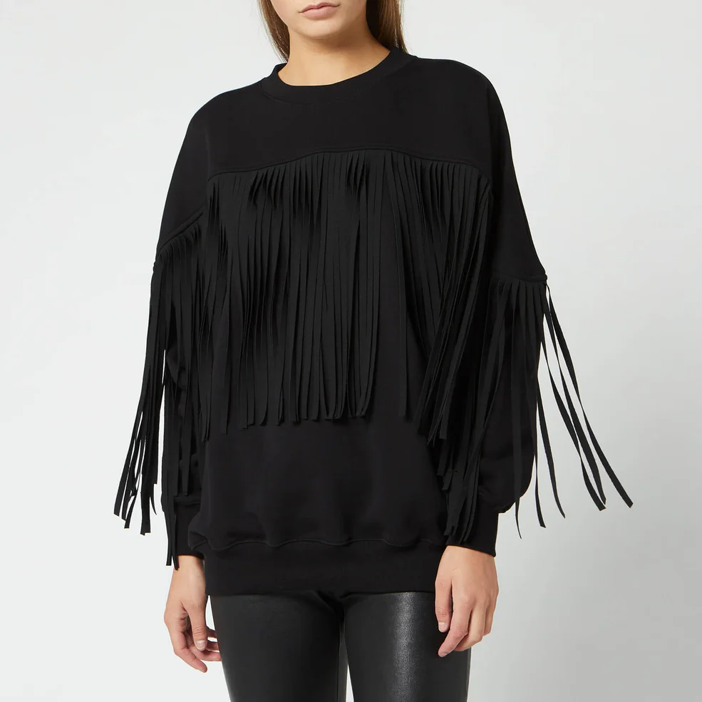 MSGM Women's Fringe Sweatshirt - Black Image 1