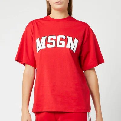 MSGM Women's Large Logo T-Shirt - Red