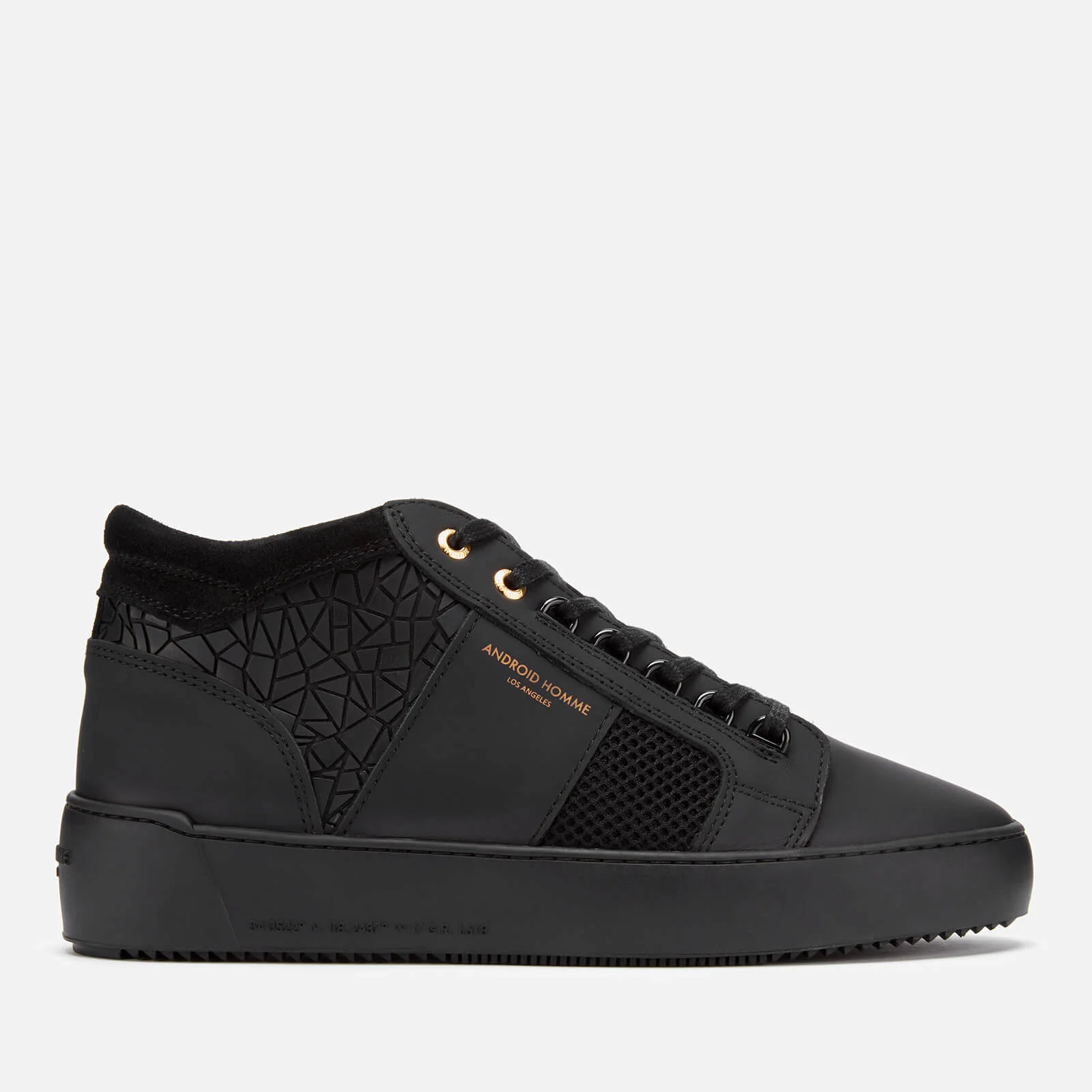 Android Homme Men's Propulsion Mid Geo Trainers - Black Rubber Mosaic Mesh Image 1