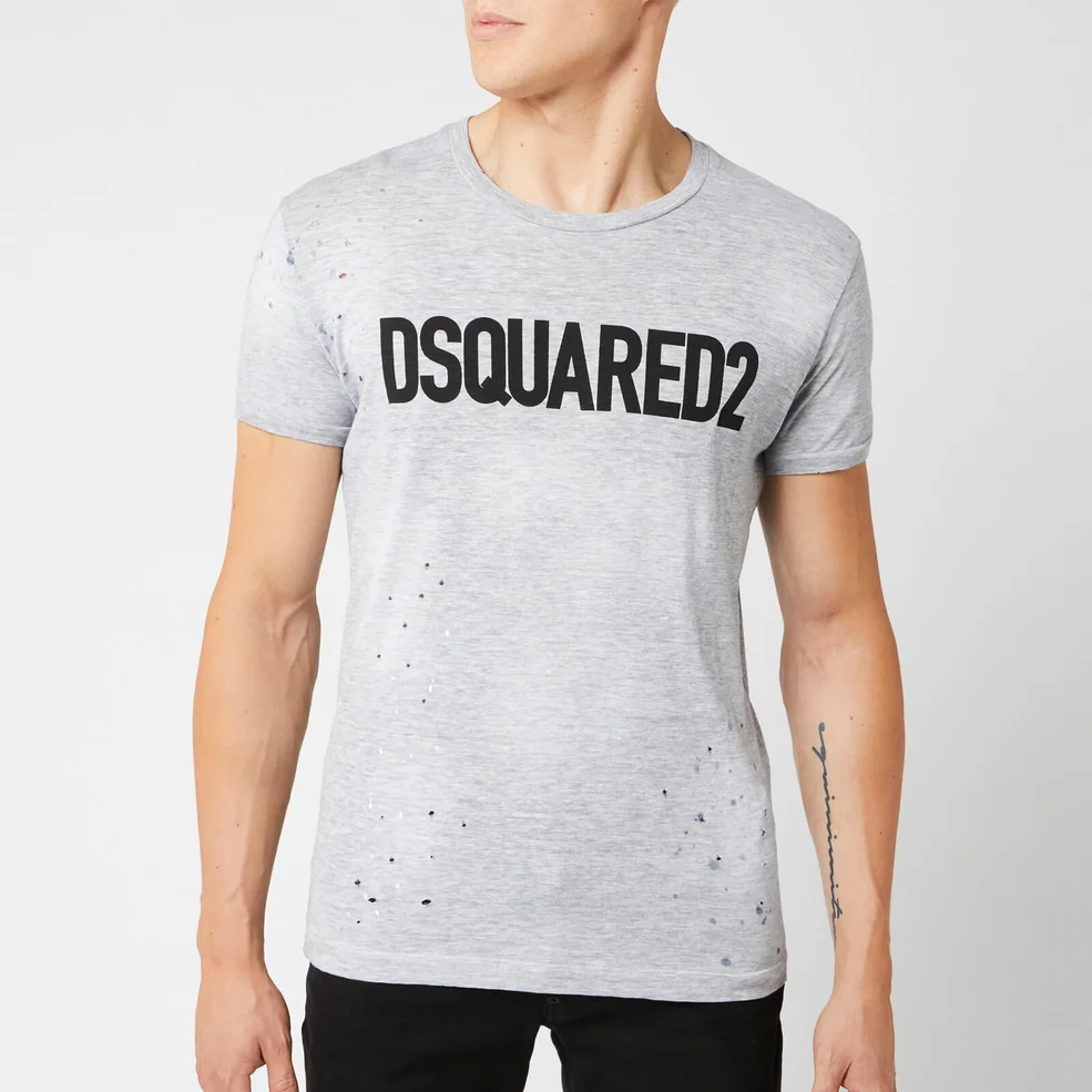 Dsquared2 Men's Logo Paint Splash T-Shirt - Grey Melange Image 1