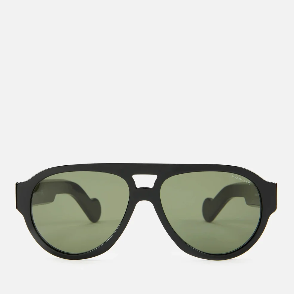 Moncler Men's Acetate Sunglasses - Shiny Black/Green Image 1