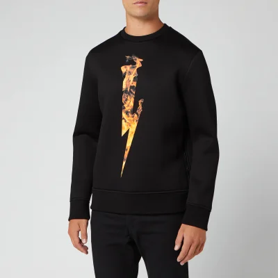 Neil Barrett Men's Flame Thunderbolt Sweatshirt - Black/Orange