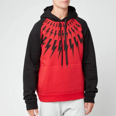 Neil Barrett Men's Fairisle Thunderbolt Beefy Sweatshirt - Black/Red