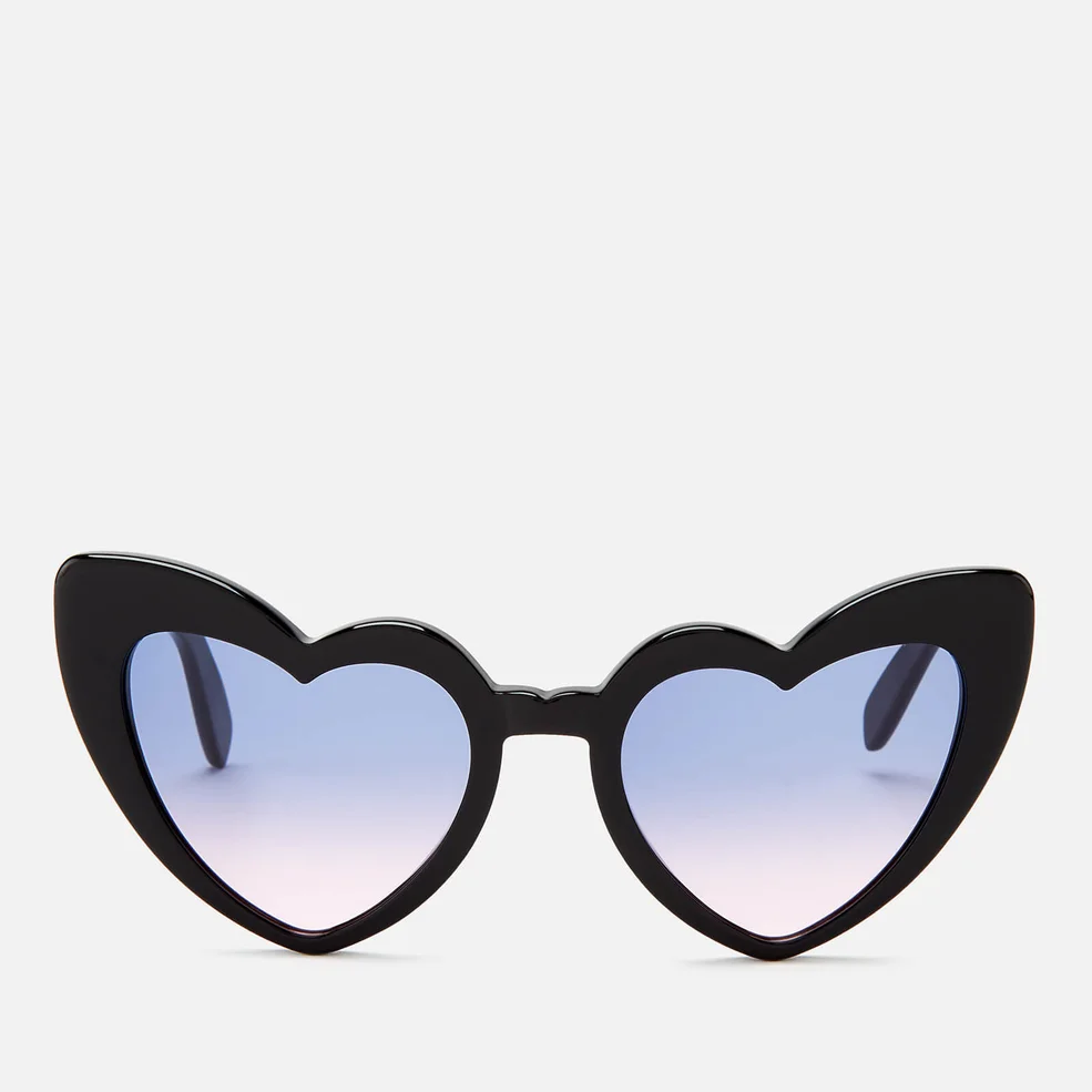 Saint Laurent Women's Loulou Heart Shaped Sunglasses - Black/Violet Image 1