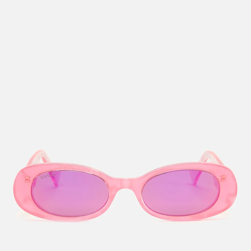 Gucci Women's Oval Frame Acetate Sunglasses - Pink Image 1