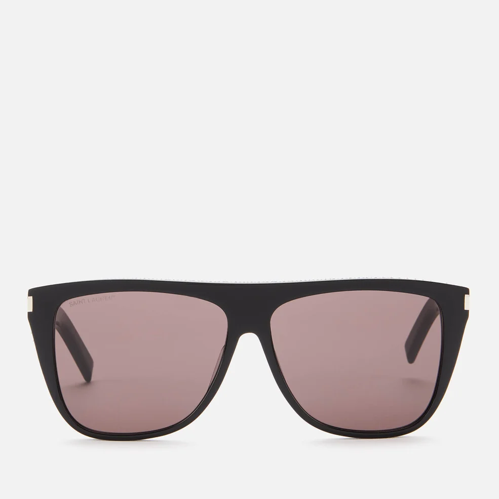 Saint Laurent Men's Square Frame Acetate Sunglasses - Black/Grey Image 1