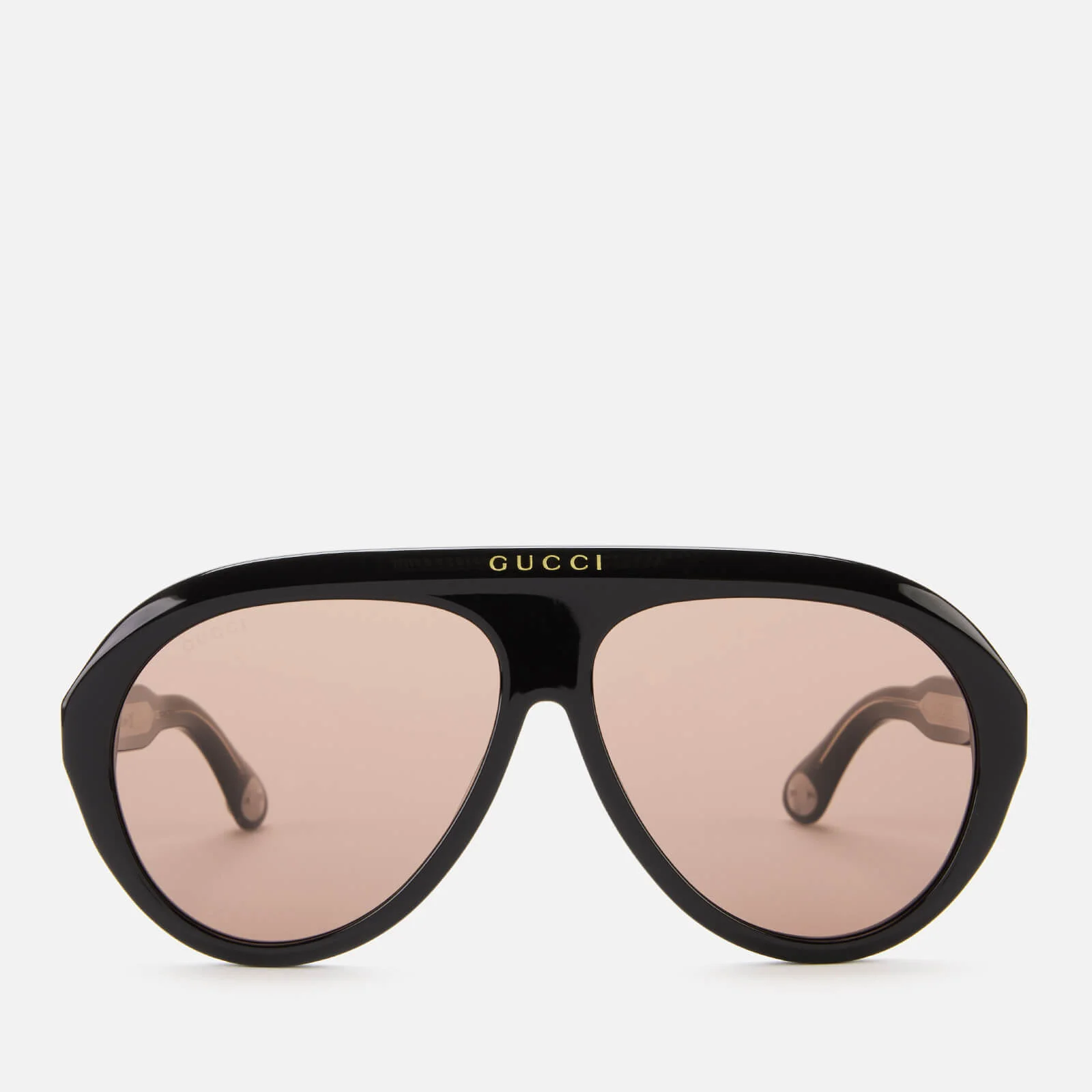 Gucci Men's Aviator Style Sunglasses - Black/Brown Image 1