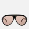 Gucci Men's Aviator Style Sunglasses - Black/Brown - Image 1