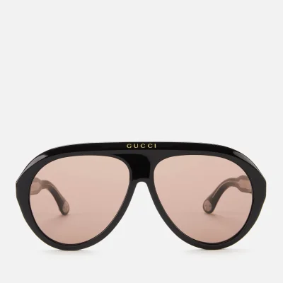 Gucci Men's Aviator Style Sunglasses - Black/Brown