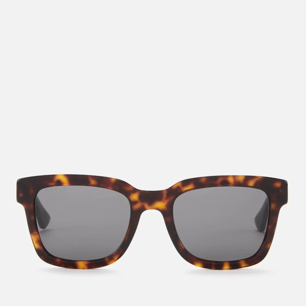 Gucci Men's Acetate Square Frame Sunglasses - Havana/Green/Grey Image 1