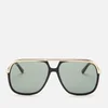Gucci Men's Aviator Style Sunglasses - Black/Gold/Green - Image 1