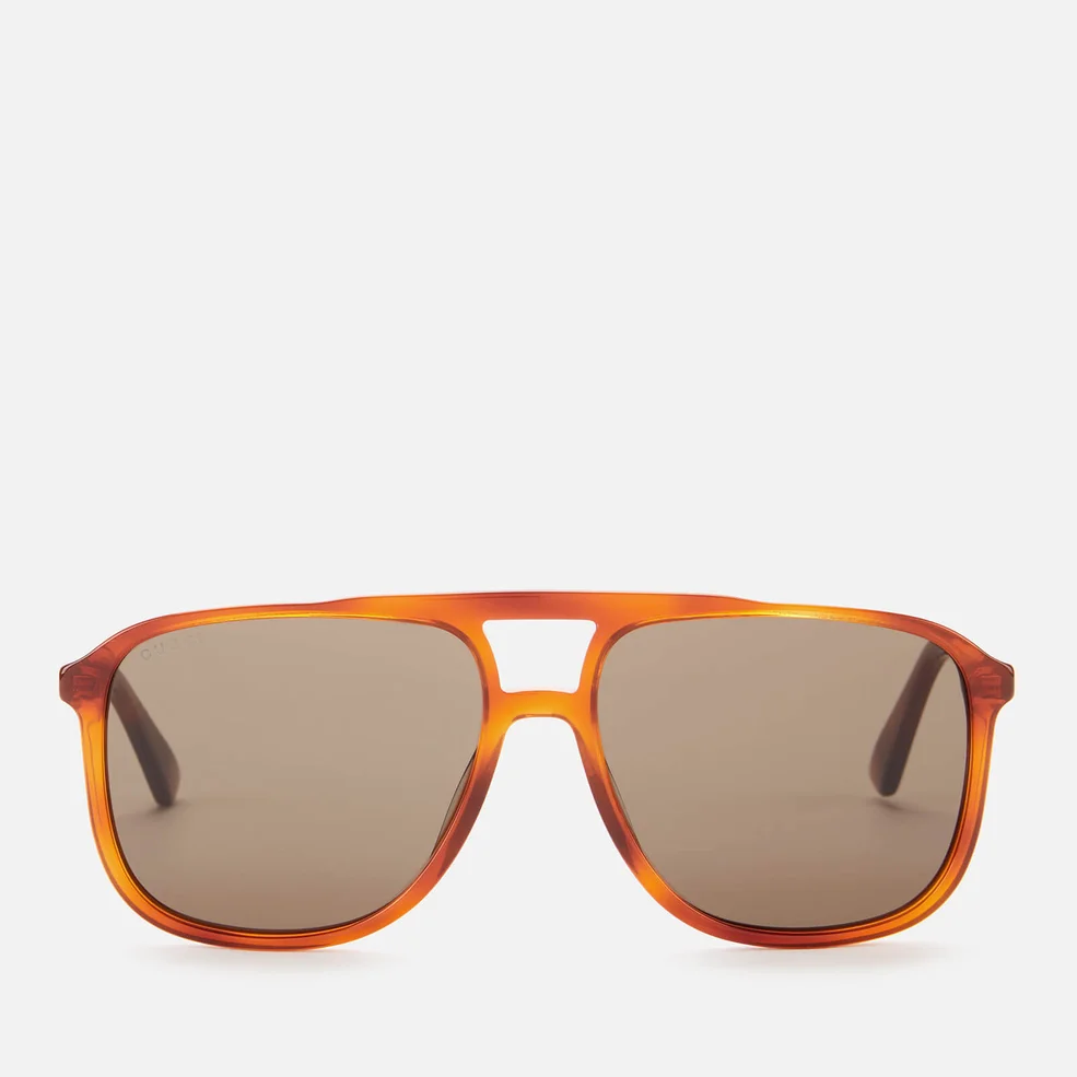 Gucci Men's Aviator Style Tortoiseshell Sunglasses - Havana/Brown Image 1