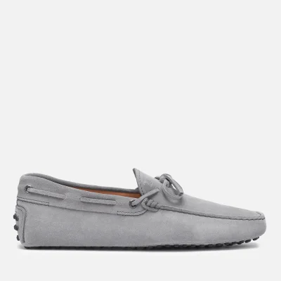 Tod's Men's Suede Lace Tie Gommini Driving Shoes - Grey