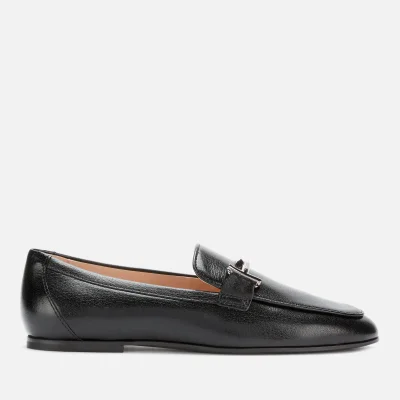 Tod's Women's Leather T Logo Slip On Loafers - Black