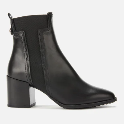 Tod's Women's Leather T Elastic Heeled Boots - Black