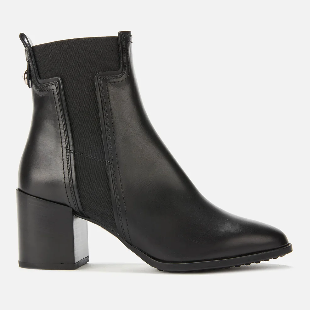 Tod's Women's Leather T Elastic Heeled Boots - Black Image 1