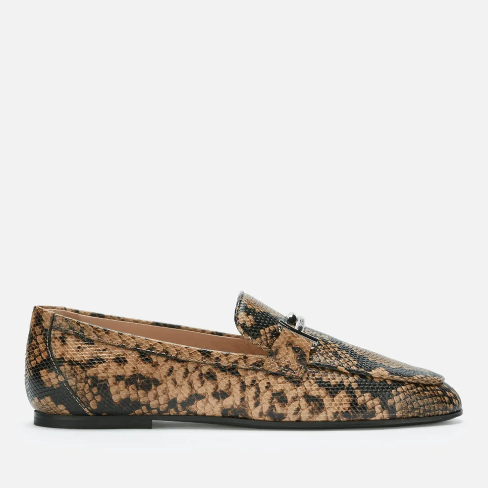 Tod's Women's Python Print T Logo Loafers - Clay Image 1