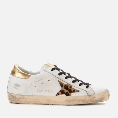 Golden Goose Women's Superstar Leather Trainers - White/Gold/Leopard Star