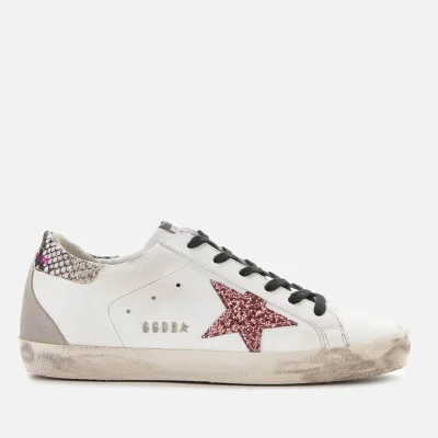 Golden Goose Women's Superstar Leather Trainers - White/Snake/Metal Lettering