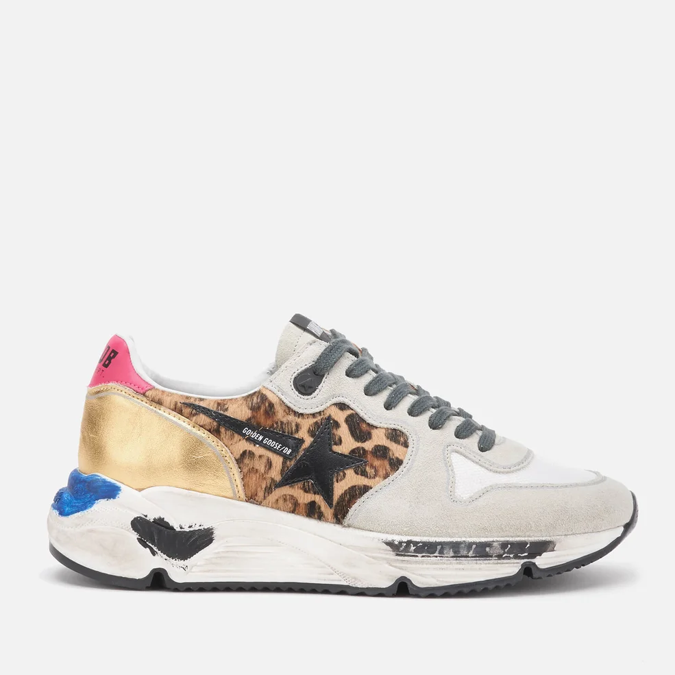 Golden Goose Women's Running Sole Trainers - Oxy Leopard/Black Star Image 1