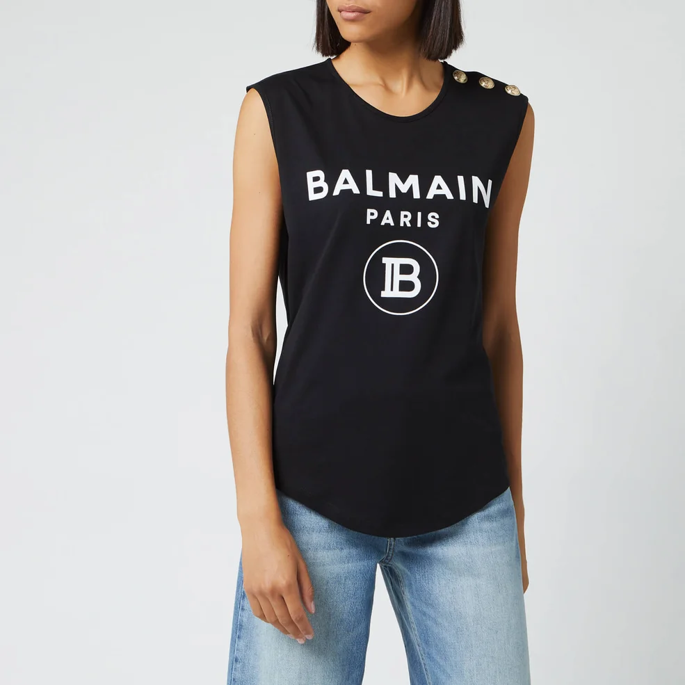 Balmain Women's Logo Tank Top - Black Image 1