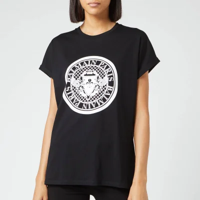 Balmain Women's Flocked Coin T-Shirt - Black