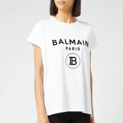 Balmain Women's Flocked Logo T-Shirt - White