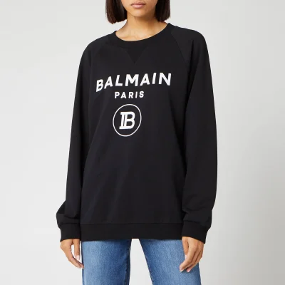 Balmain Women's Flocked Logo Sweatshirt - Black