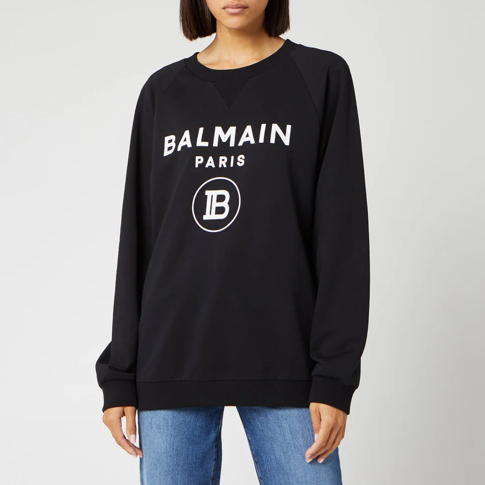 Balmain Women's Flocked Logo Sweatshirt - Black Image 1
