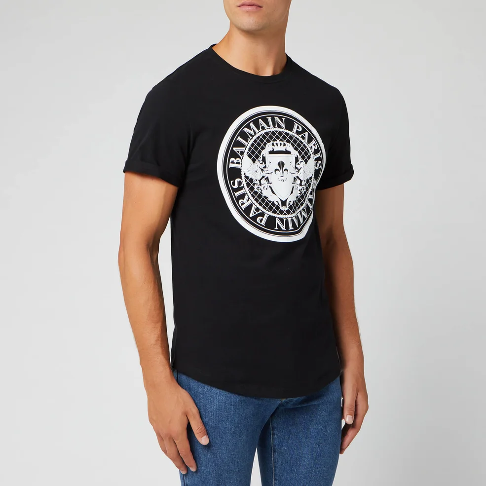 Balmain Men's Coin T-Shirt - Noir/Blanc Image 1