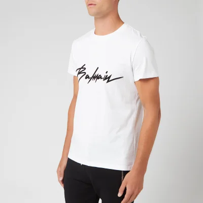 Balmain Men's Signature T-Shirt - Blanc