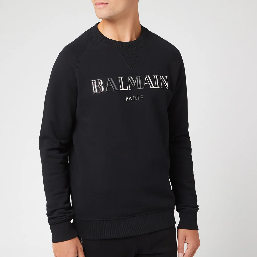 Balmain Men's Logo Sweatshirt - Noir/Argent Image 1