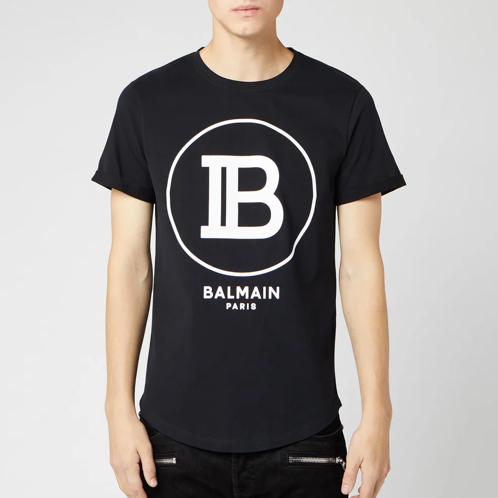 Balmain Men's T-Shirt with Large Coin Logo - Noir Image 1