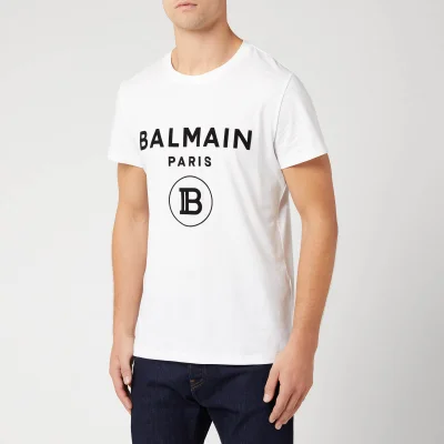 Balmain Men's T-Shirt with Logo Print - Blanc