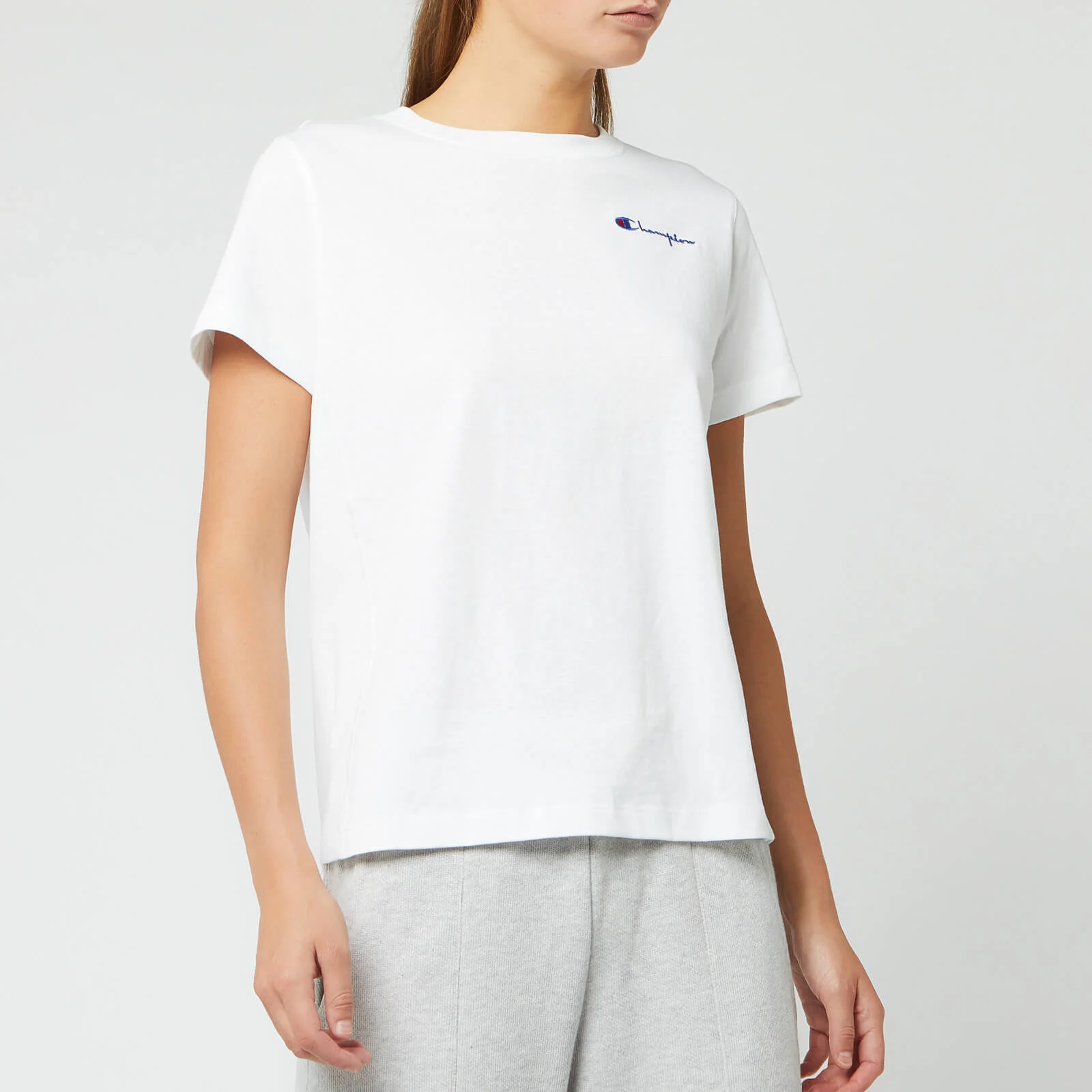 Champion Women's Small Script Crew Neck Short Sleeve T-Shirt - White Image 1