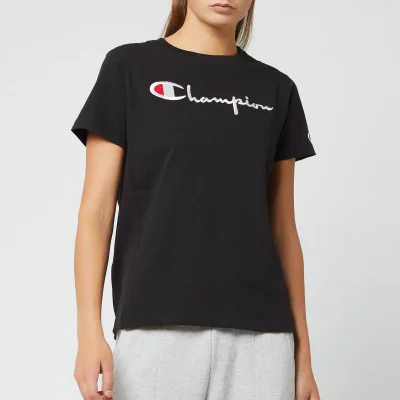 Champion Women's Big Script Crew Neck Short Sleeve T-Shirt - Black