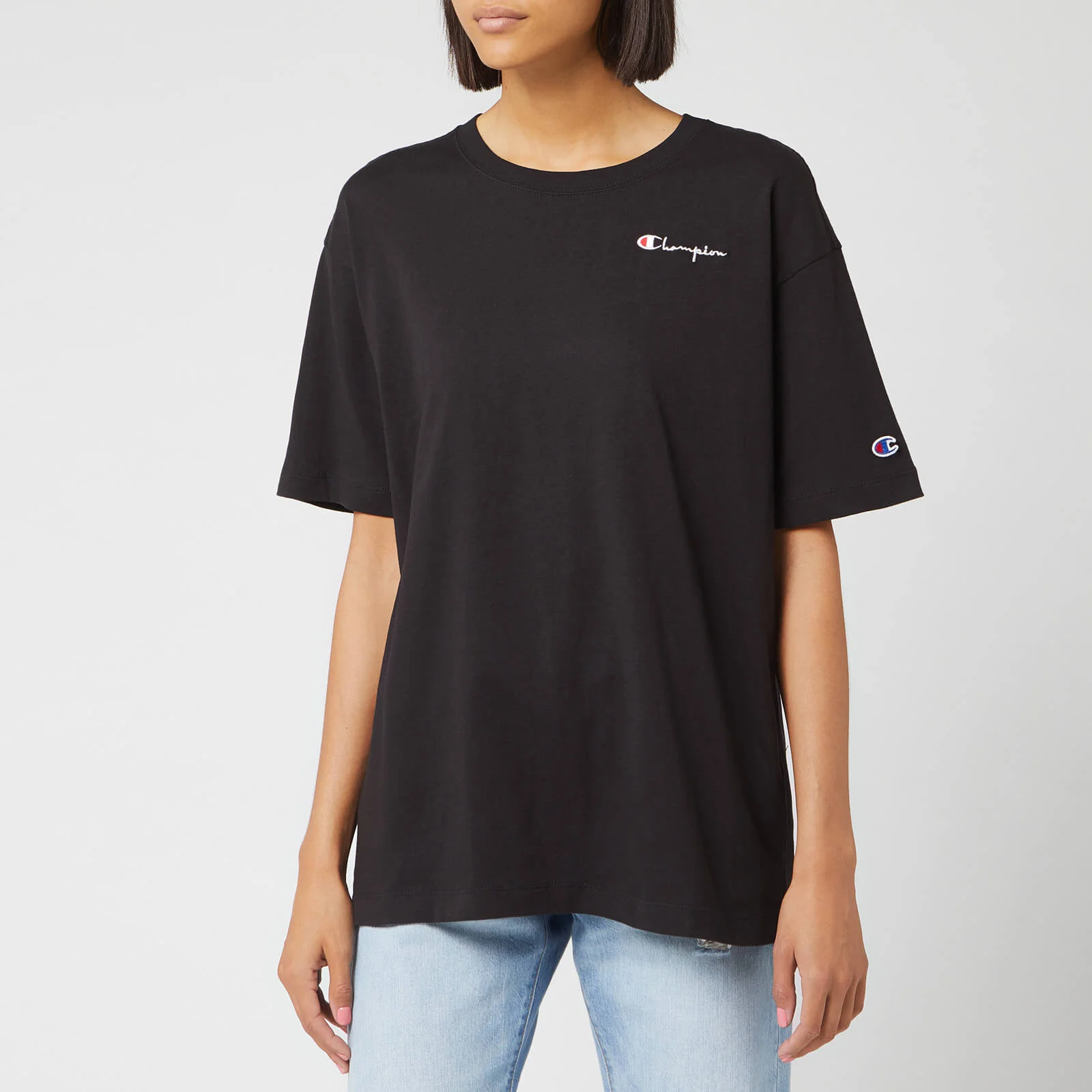 Champion Women's Small Script Crew Neck Short Sleeve T-Shirt - Black Image 1