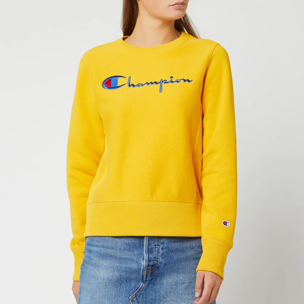 Champion Women's Big Script Sweatshirt - Golden Rod Image 1