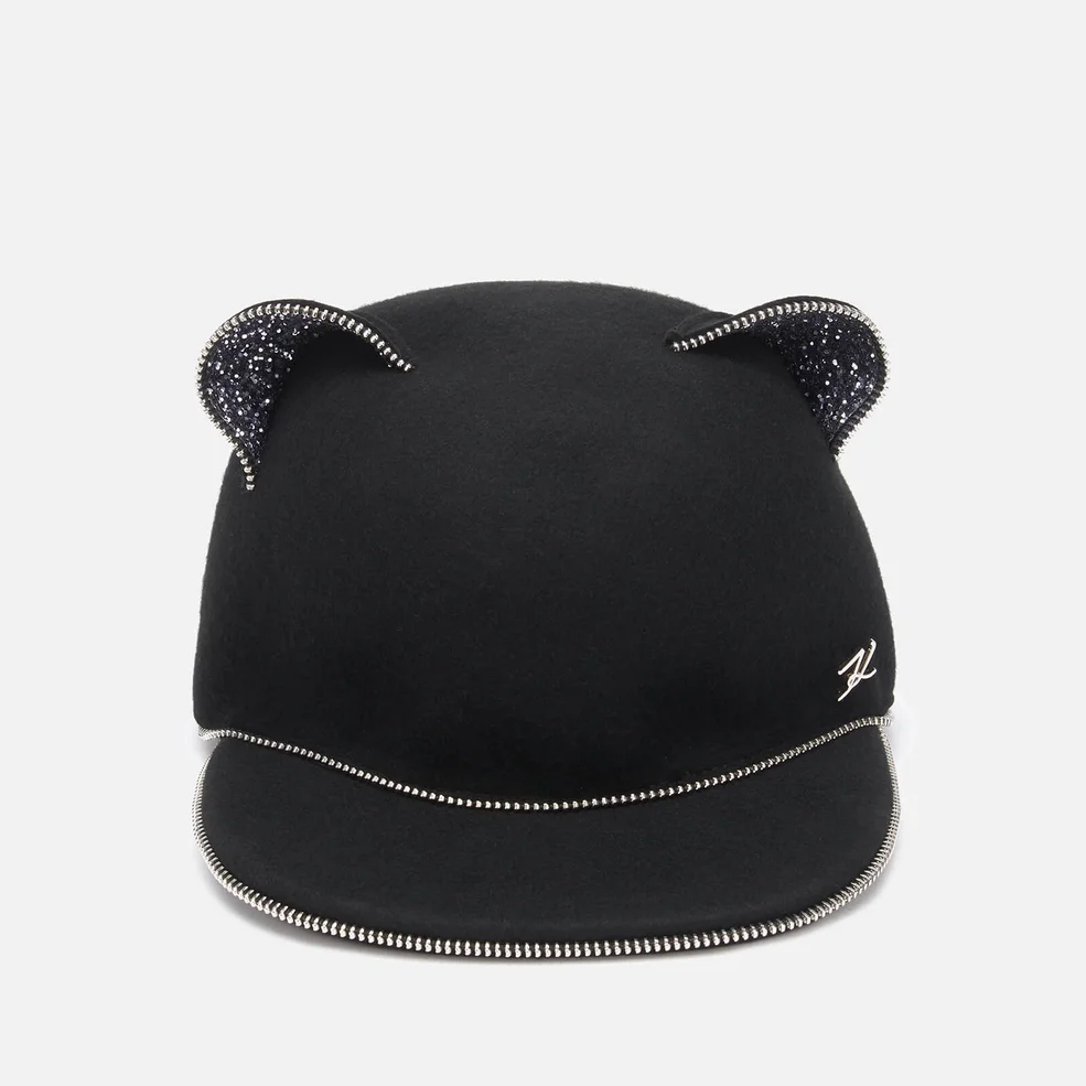 Karl Lagerfeld Women's Choupette Ears Zip Cap - Black Image 1