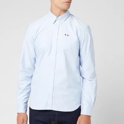 Maison Kitsuné Men's Oxford Tricolor Fox Patch Classic Shirt Bd - Light Blue