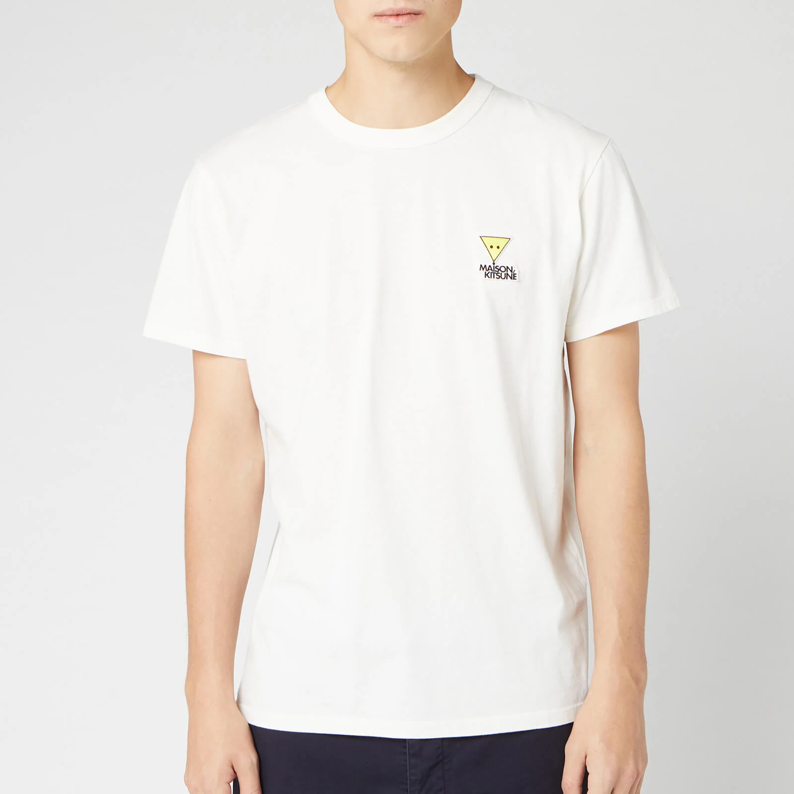 Maison Kitsuné Men's T-Shirt Smiley Fox Patch - White Image 1