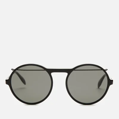 Alexander McQueen Men's Metal Round Frame Sunglasses - Black