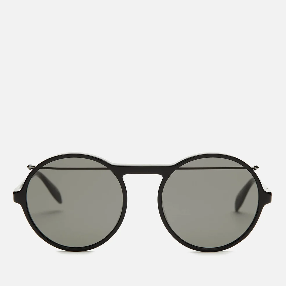 Alexander McQueen Men's Metal Round Frame Sunglasses - Black Image 1