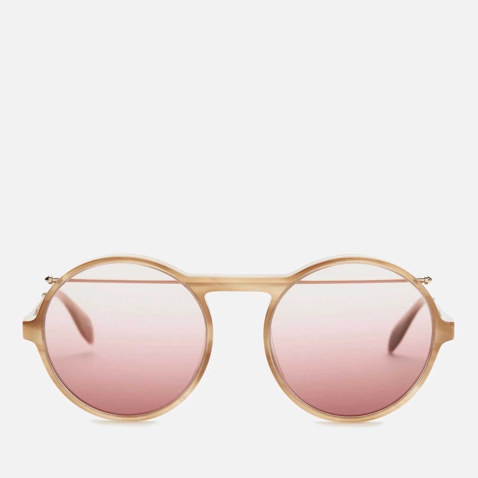 Alexander McQueen Men's Metal Round Frame Sunglasses - Havana/Gold Image 1