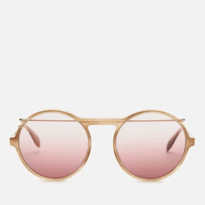 Alexander McQueen Men's Metal Round Frame Sunglasses - Havana/Gold