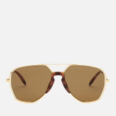 Alexander McQueen Men's Metal Aviator Style Sunglasses - Gold/Brown