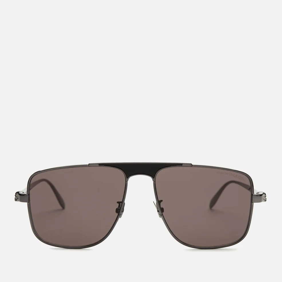 Alexander McQueen Men's Metal Aviator Style Sunglasses - Grey Image 1